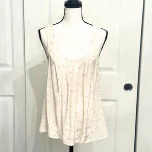 Foreign Exchange Cream Ivory Bird Silk Camisole Tank Top, Size XS